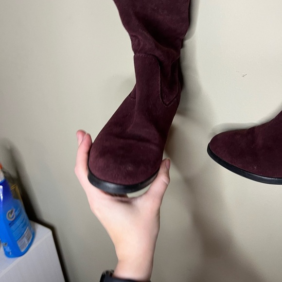 Steve Madden Balen Leather Suede Knee High Slouch Boot Burgundy 6 - Picture 8 of 16